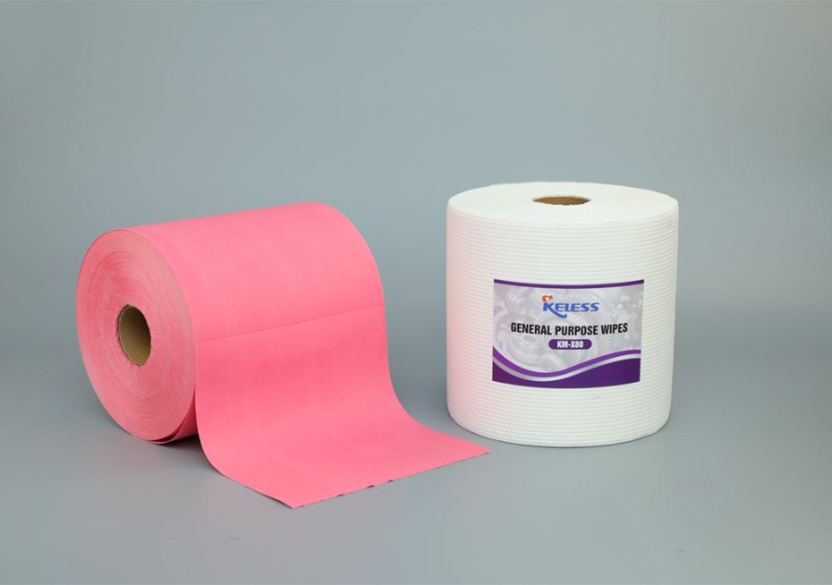 White M-60 White Jumbo Perforated Roll Lint Free Spunlace Nonwoven Cleaning Wipes