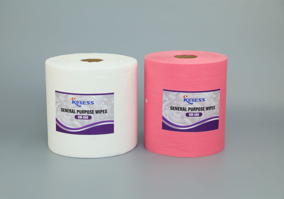White M-60 White Jumbo Perforated Roll Lint Free Spunlace Nonwoven Cleaning Wipes