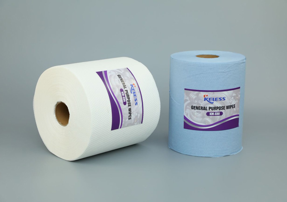 White M-60 White Jumbo Perforated Roll Lint Free Spunlace Nonwoven Cleaning Wipes