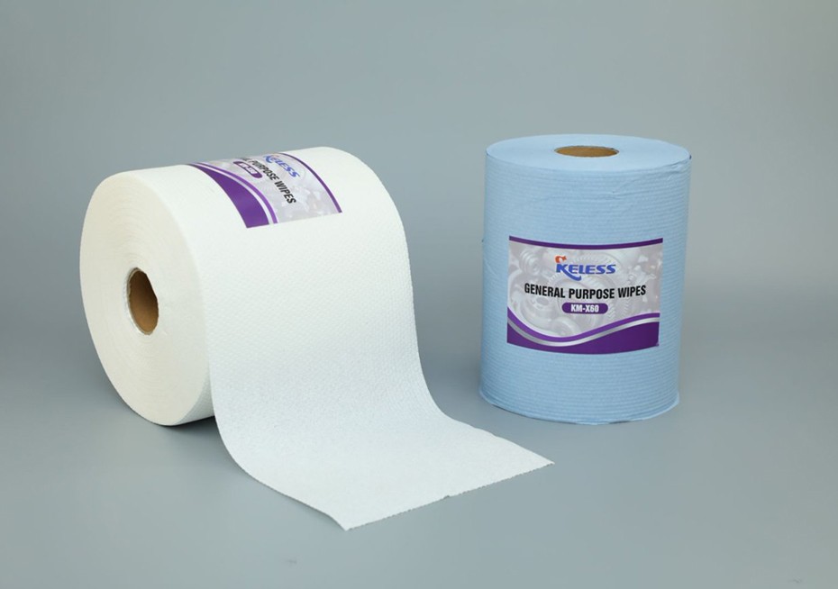 K-X70 BLUE Jumbo Perforated Roll Lint Free Spunlace Nonwoven Cleaning Wipes