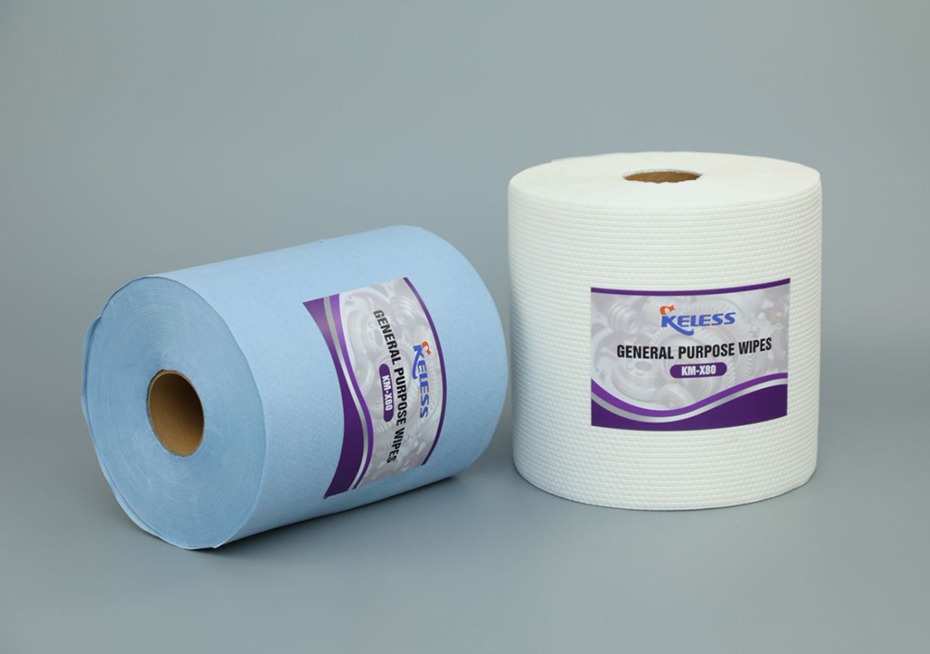 K-X70 BLUE Jumbo Perforated Roll Lint Free Spunlace Nonwoven Cleaning Wipes