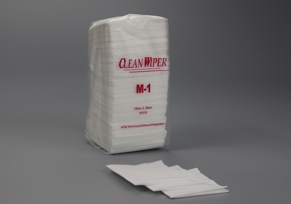 KELESS&reg; M-1 Factory Custom folded highly absorbent mesh Non-woven Fabric cleanroom M-1 cleaning wipes