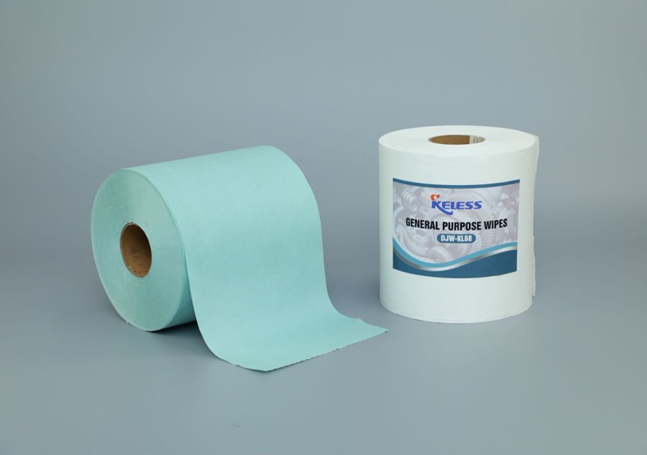 Paños de limpieza pesados industriales multiusos no tejidos de rollo perforado Jumbo azul