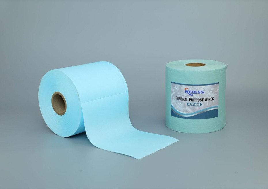 Paños de limpieza pesados industriales multiusos no tejidos de rollo perforado Jumbo azul