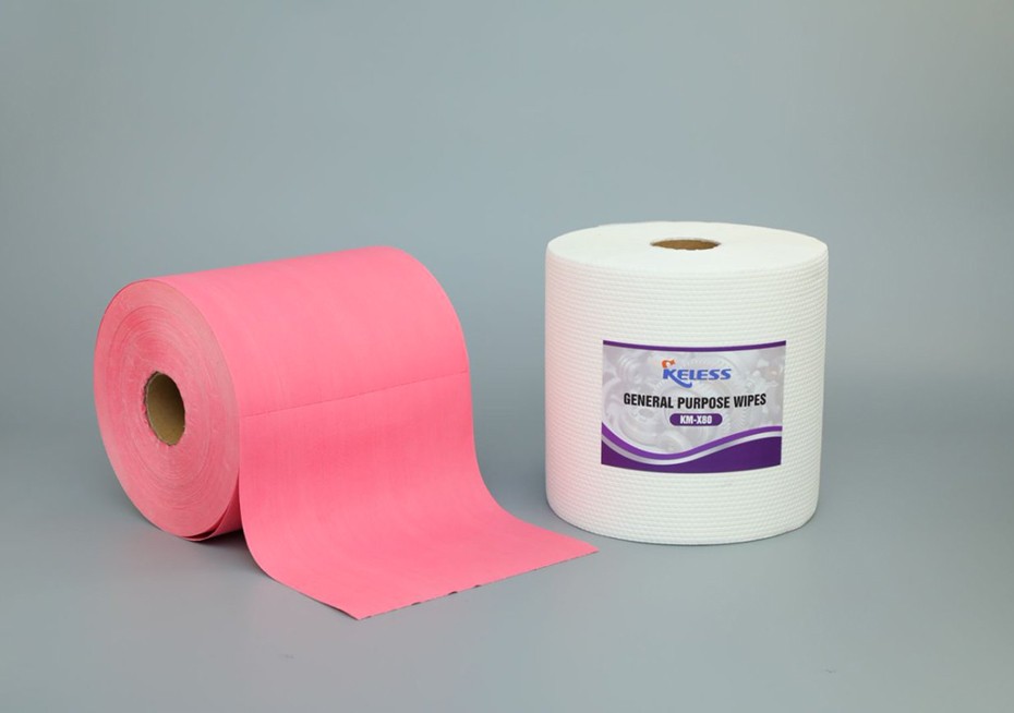 X80 Rojo perforado Jumbo Roll toallas de limpieza industriales absorbentes de aceite para uso pesado